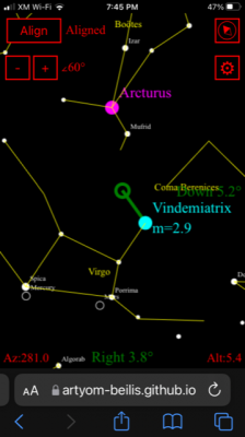 Follow the green line to Vindamiatrix, the destination star.